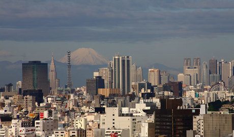 Tokyo with Mount Fuji in the background.